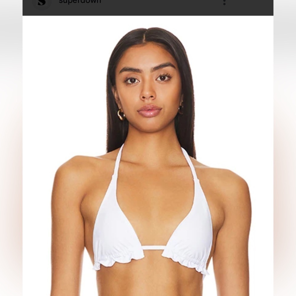 Superdown Anneke Swim Bikini Top in White Sz L